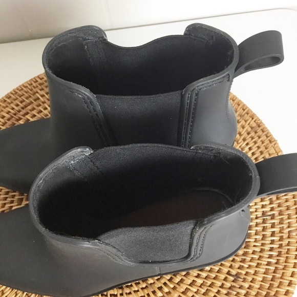 Jeffrey Campbell Heeled Black Rain Boots Shoes Size 9 Booties - Picture 3 of 6